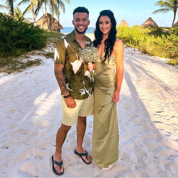 Pretty Lavish Satin Soft Olive Bridesmaid Dress US Size 6 - Picture 7 of 7